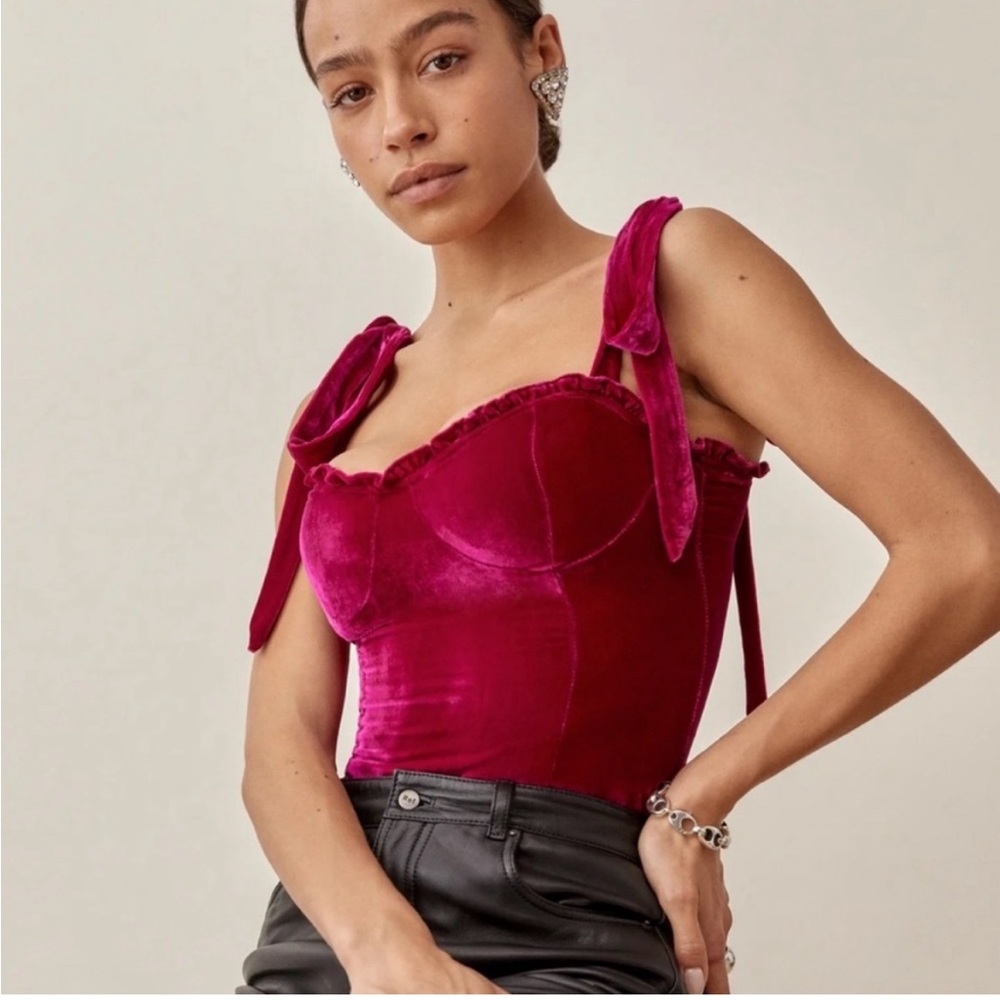 Reformation velvet rank “rhubarb”